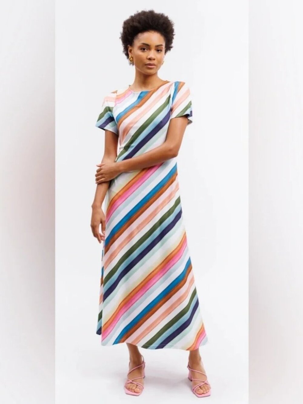 Smith & Quinn Celine Gogo Stripe Midi Dress Size L